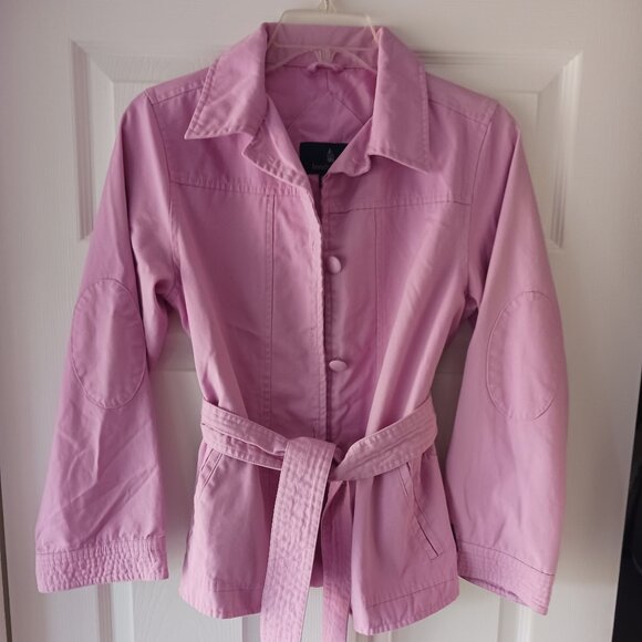 London Fog  Barbie Pink Jacket Girls Size Large (12-14) Belt, Elbow Pads, Lined - Picture 3 of 13